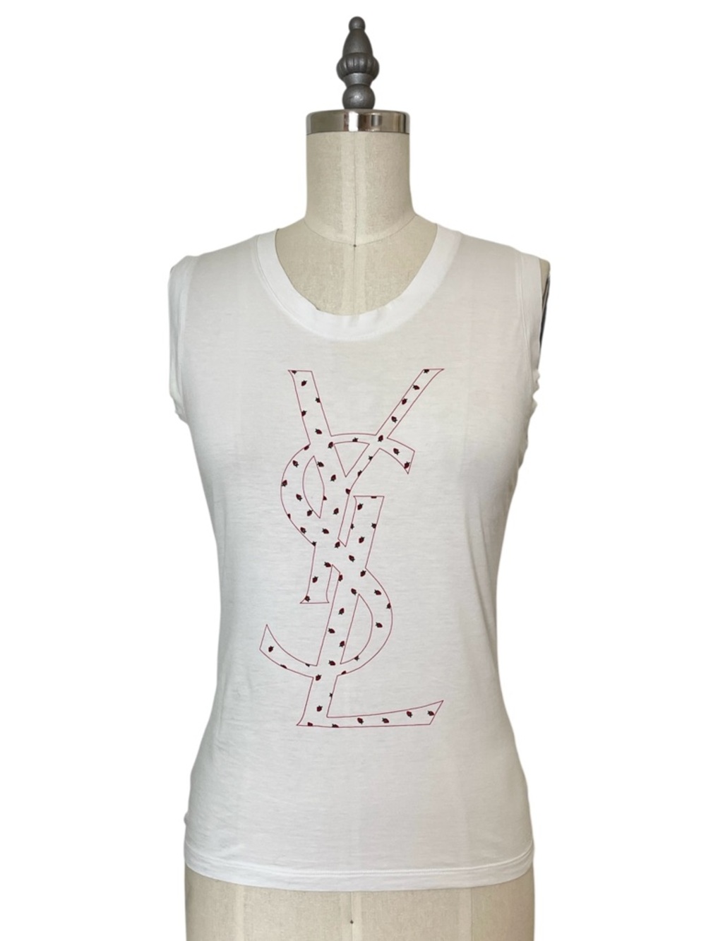 YSL Saint Laurent Logo Graphic Strawberry T-Shirt Tank Top Blouse \\ S